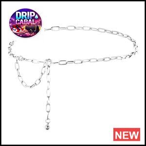 Adjustable Metal Chain Belt Y2K Trendy Western Waist Belt with Tassel for